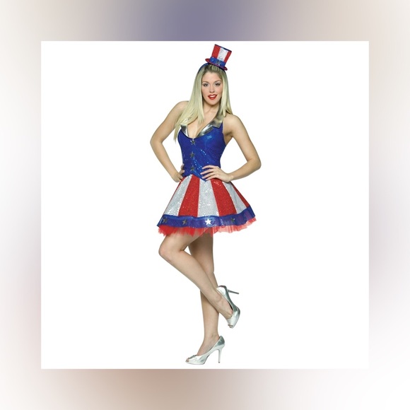 4th of July Aunt Samantha Metallic Sequin USA Patriotic Tutu Costume - Picture 3 of 7